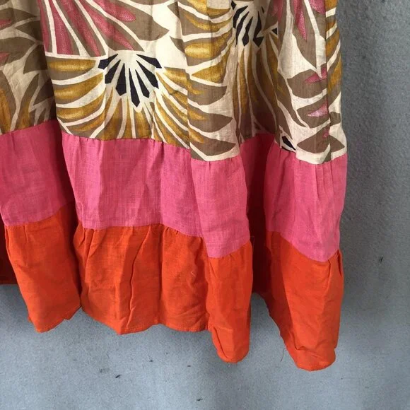 Voy Avara Dress Womens Small Multicolor Puff Sleeve Tiered Boho Festival NEW - Picture 16 of 16